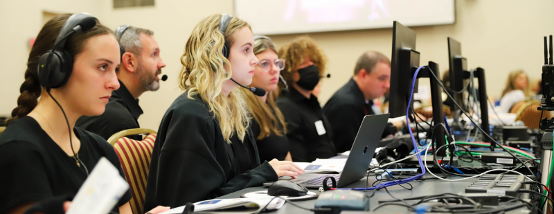 Students running broadcast